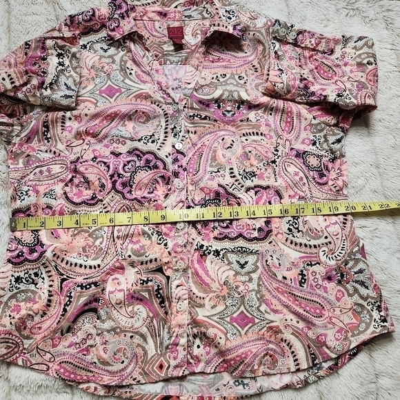 Button down shirt Cotton blend Pink Paisley Size Lp 212 COLLECTION - Picture 13 of 17